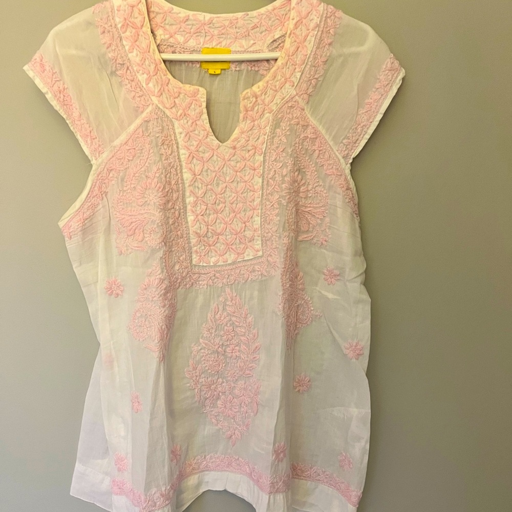 Roberta Roller Rabbit Embroidered Cotton Top